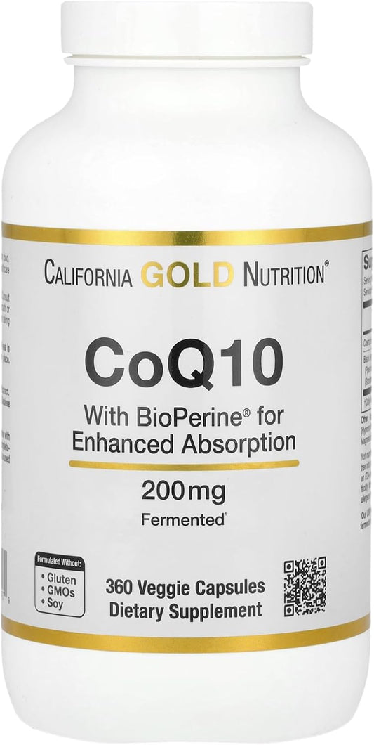 California Gold Nutrition CoQ10 with Bioperine® 200mg - 360 Veg Caps