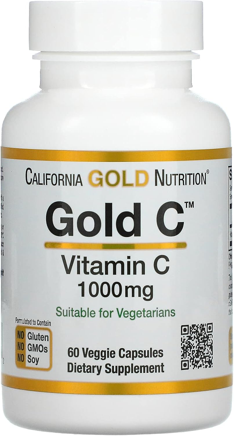 California Gold Nutrition Gold C - 1000 mg Vitamin C Supplement, Immune Support, Seasonal Wellness - USP Grade, Vegetarian, Gluten-Free, Non-GMO - 60 Veggie Capsules x3 Pack
