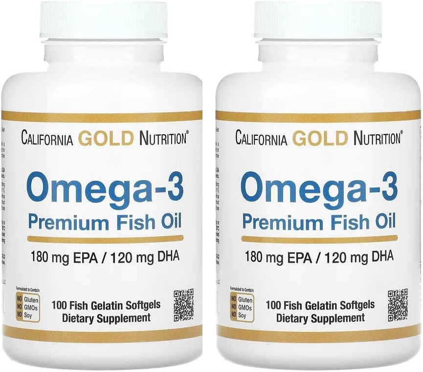 California Gold Nutrition Omega-3 Premium Fish Oil Softgels - Concentrated EPA & DHA Formula for Optimal Lipid Profile - Gluten Free - 200 Softgels