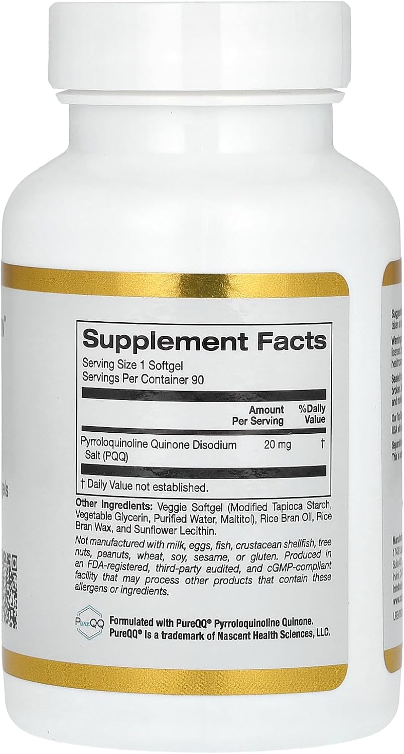 California Gold Nutrition PQQ 20mg 90 Veggie Softgels Dietary Supplement