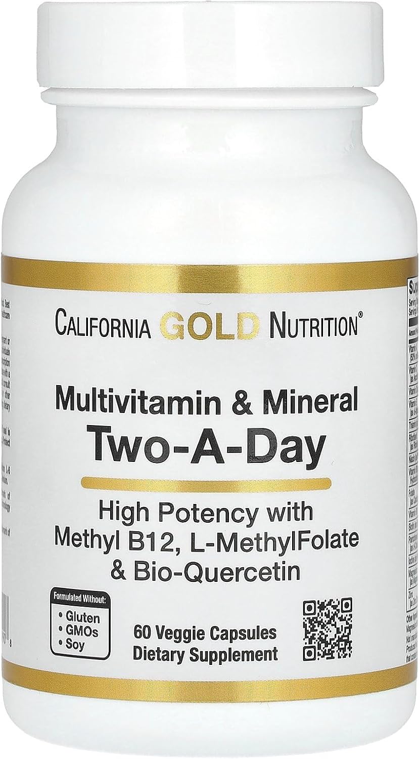 California Gold Nutrition Two-A-Day Multivitamin & Mineral, 60 Veggie Capsules