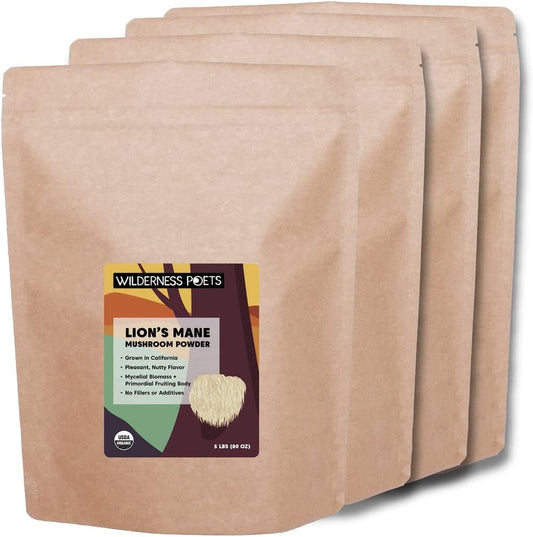 California Grown Wilderness Poets Organic Lion's Mane Mushroom Powder - 20lb (320oz)