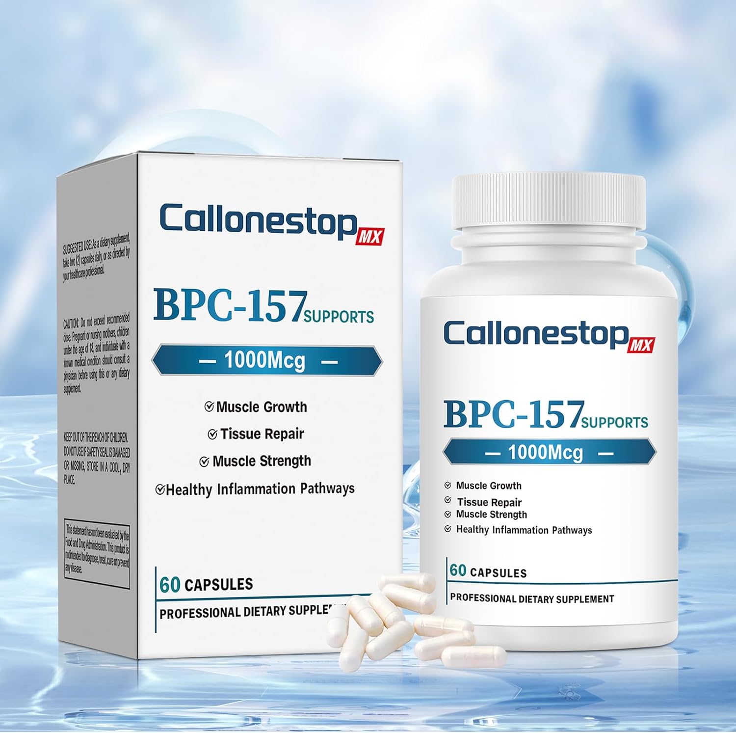 Callonestop MX BPC-157 Peptide Capsules - Muscle Growth Supplement, Gluten Free - 60 Count