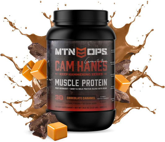 Cameron Hanes Keep Hammering Whey Protein Powder, Chocolate Caramel Flavor - 30 Servings by MTN OPS