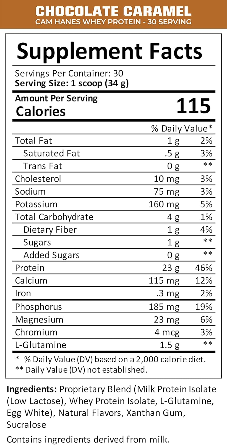Cameron Hanes Keep Hammering Whey Protein Powder, Chocolate Caramel Flavor - 30 Servings by MTN OPS
