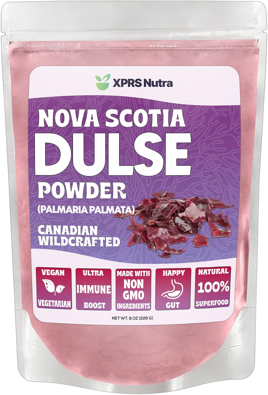 Canadian Wildcrafted Nova Scotia Dulse Powder for Thyroid and Bones - Vegan Friendly Atlantic Dulse Powder (8 oz) - XPRS Nutra Dulse Powder (Palmaria Palmata)
