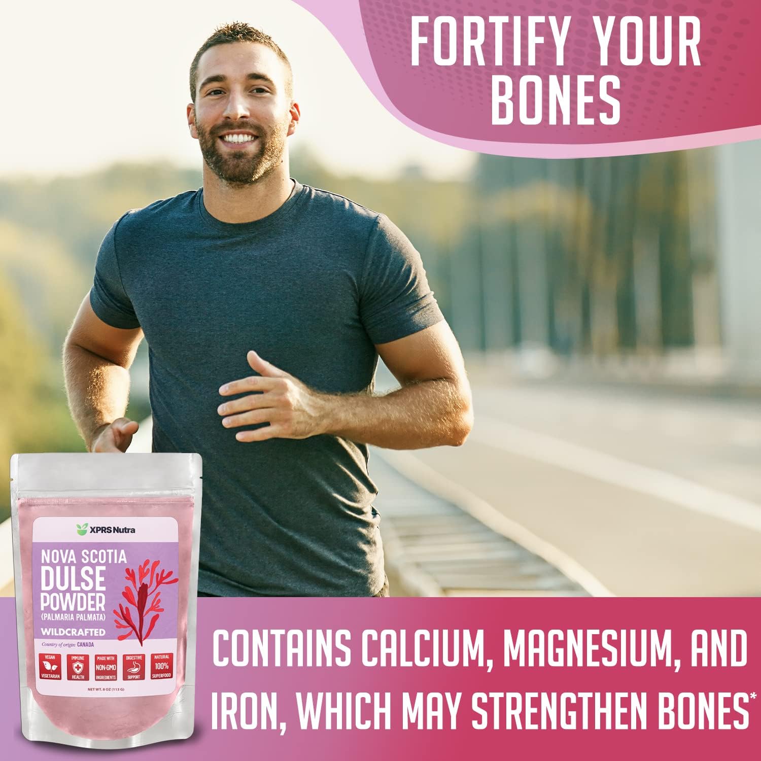 Canadian Wildcrafted Nova Scotia Dulse Powder for Thyroid and Bones - Vegan Friendly Atlantic Dulse Powder (8 oz) - XPRS Nutra Dulse Powder (Palmaria Palmata)