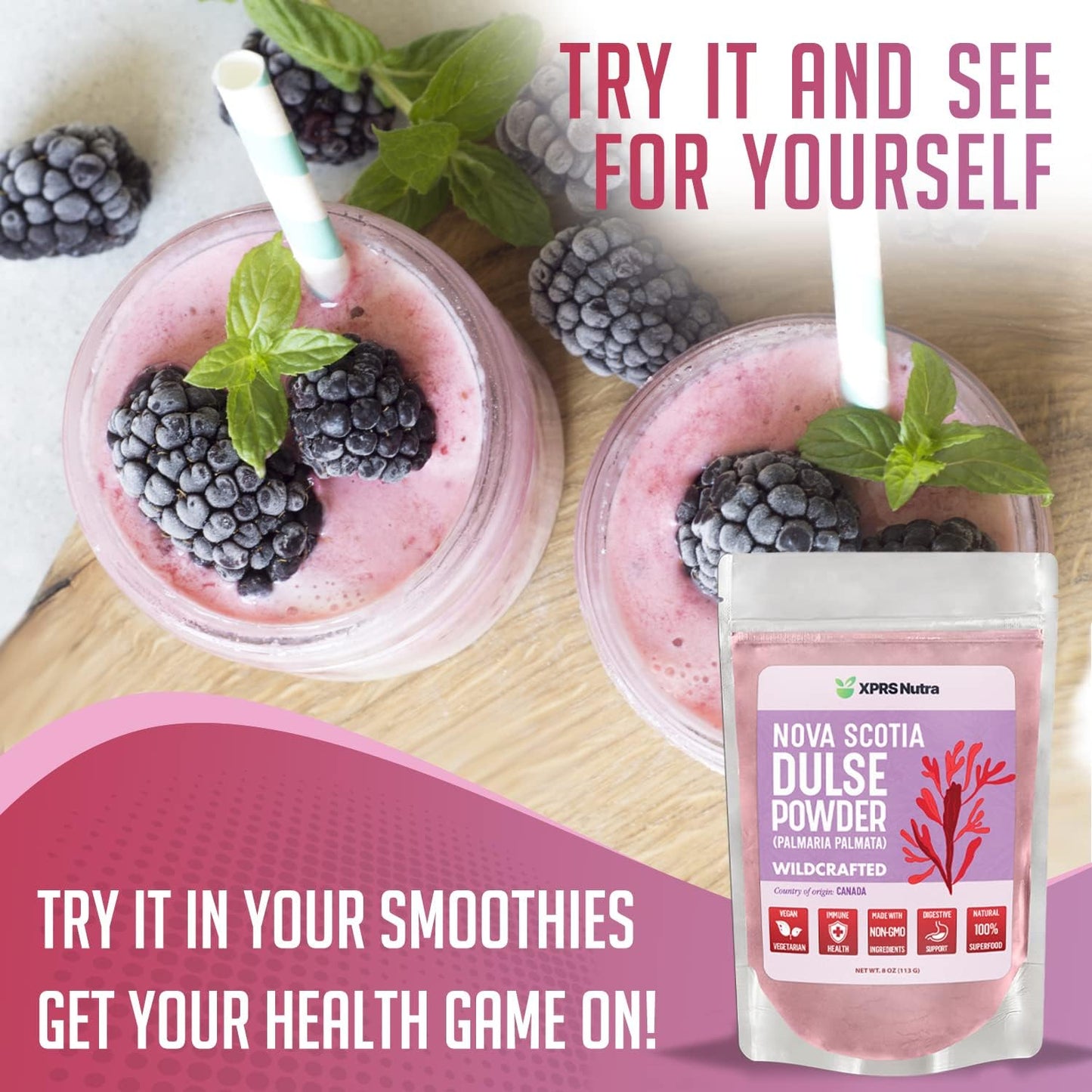 Canadian Wildcrafted Nova Scotia Dulse Powder for Thyroid and Bones - Vegan Friendly Atlantic Dulse Powder (8 oz) - XPRS Nutra Dulse Powder (Palmaria Palmata)