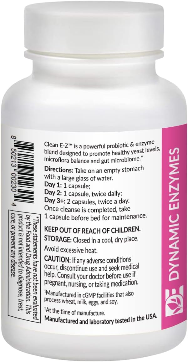 Candida Cleanse with Dynamic Enzymes - Promotes Gut Balance, Digestive Health, Probiotics & Enzymes - 60 Capsules