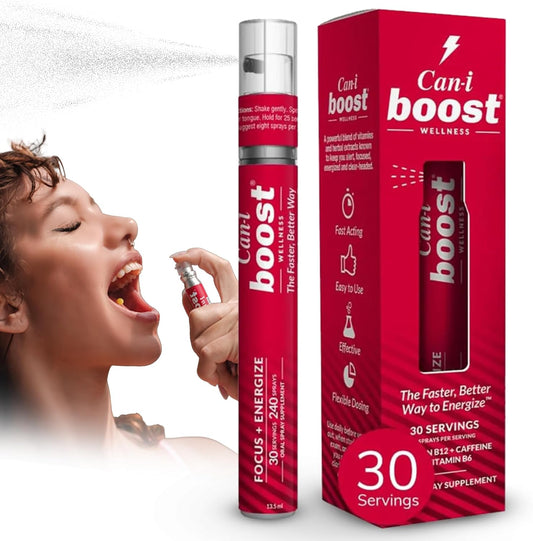Cani Brands Vitamin B12 Spray - 240 Sprays for Energy & Focus with B6 & Caffeine - Vegan & Gluten-Free Energy Supplement