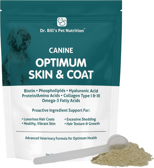 Canine Optimum Skin & Coat Supplement for Dogs - Fish Oil Omega-3 Fatty Acids with Biotin, Collagen, & Hyaluronic Acid