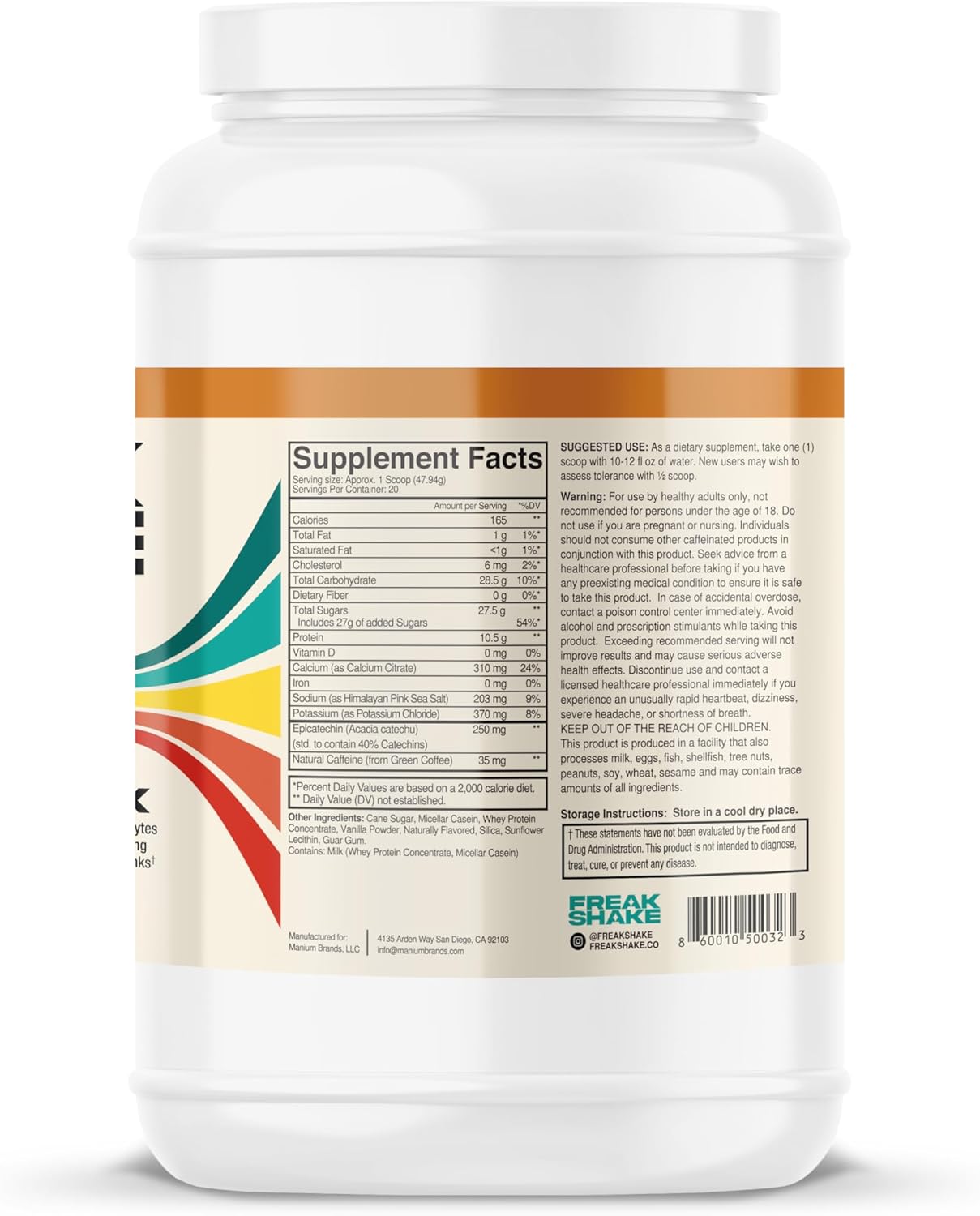 Caramel Latte Freak Shake Post-Workout Powder - High Carb Endurance Drink with Electrolytes and Protein for Muscle Recovery - 20 Servings