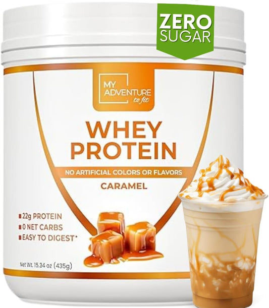 Caramel Whey Isolate Protein Powder for Women - Low Carb & Sweetened with Stevia - Natural Protein for Muscle Growth (15 Servings)