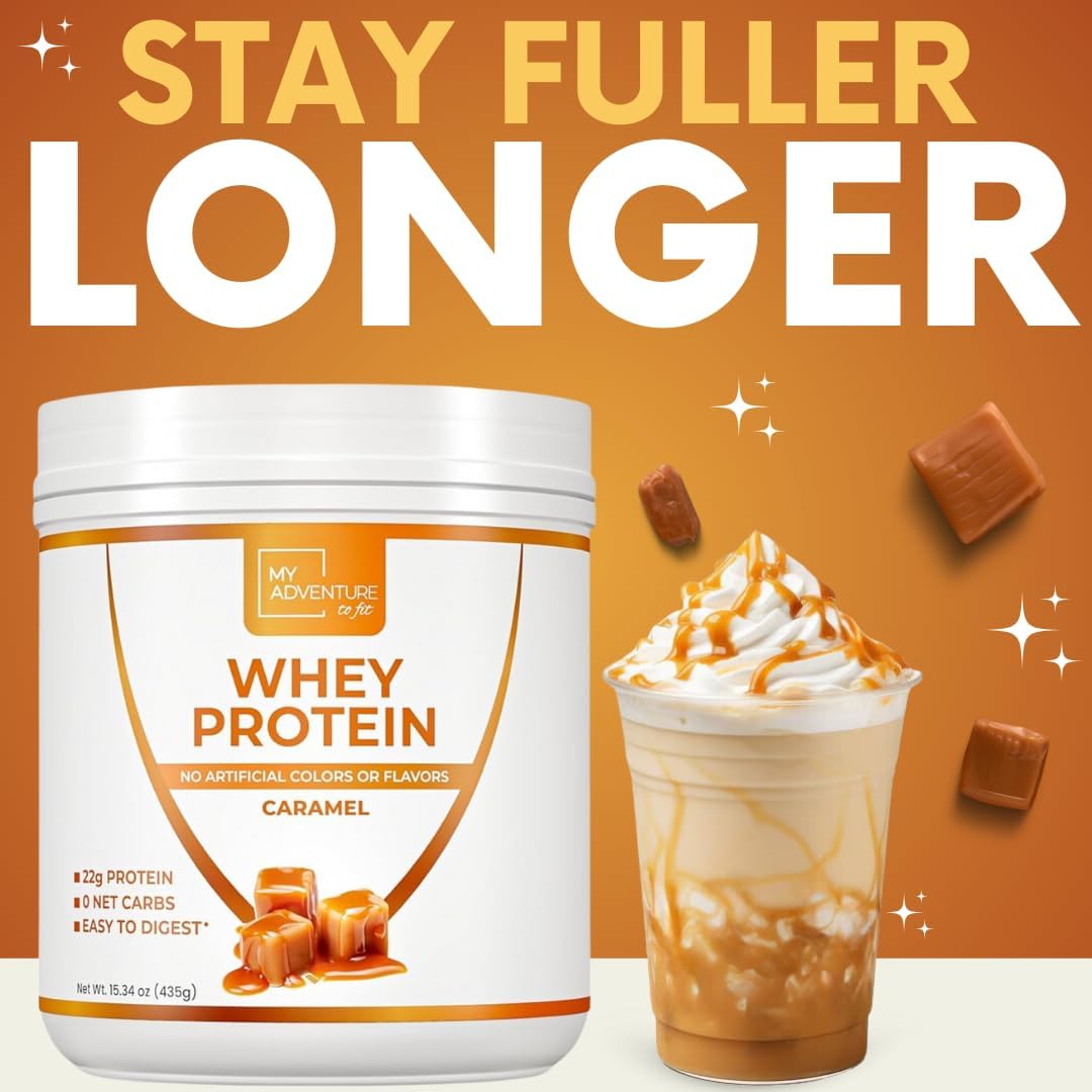 Caramel Whey Isolate Protein Powder for Women - Low Carb & Sweetened with Stevia - Natural Protein for Muscle Growth (15 Servings)