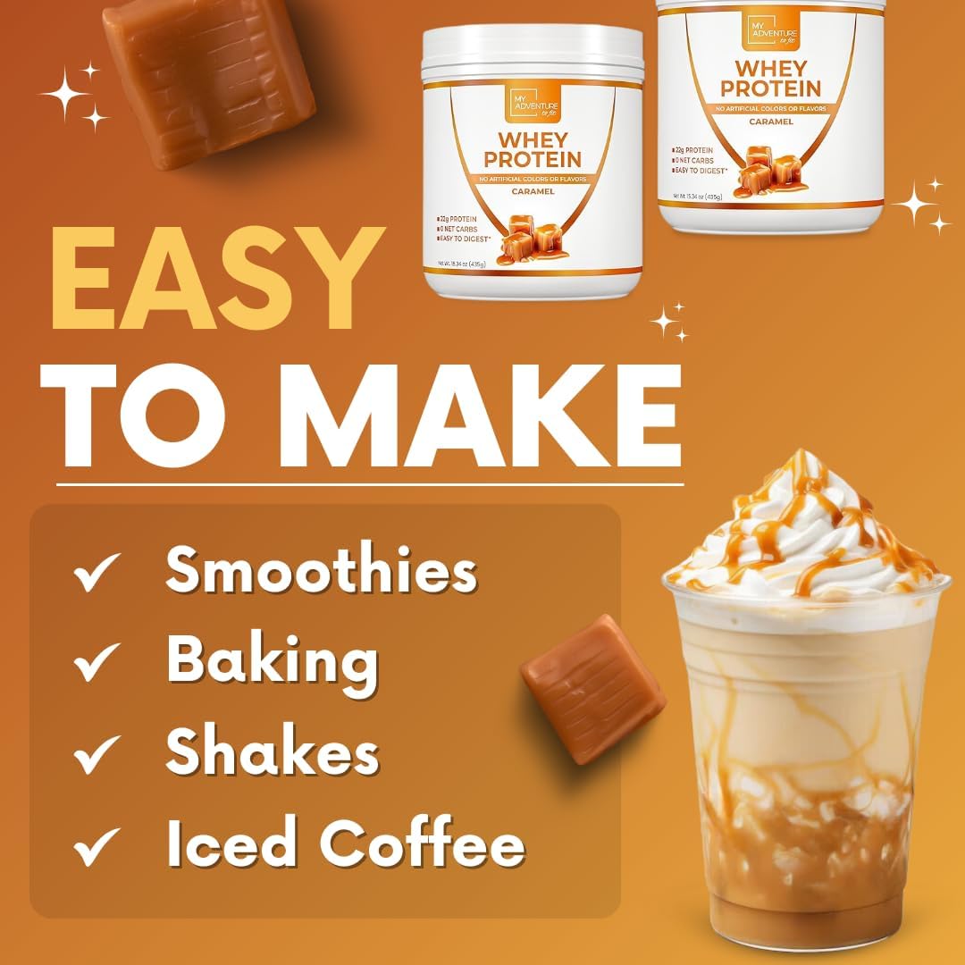 Caramel Whey Isolate Protein Powder for Women - Low Carb & Sweetened with Stevia - Natural Protein for Muscle Growth (15 Servings)