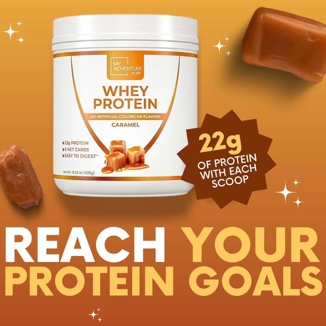 Caramel Whey Isolate Protein Powder for Women - Low Carb & Sweetened with Stevia - Natural Protein for Muscle Growth (15 Servings)