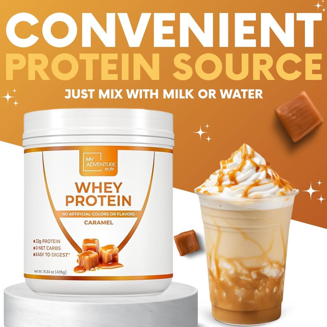 Caramel Whey Isolate Protein Powder for Women - Low Carb & Sweetened with Stevia - Natural Protein for Muscle Growth (15 Servings)