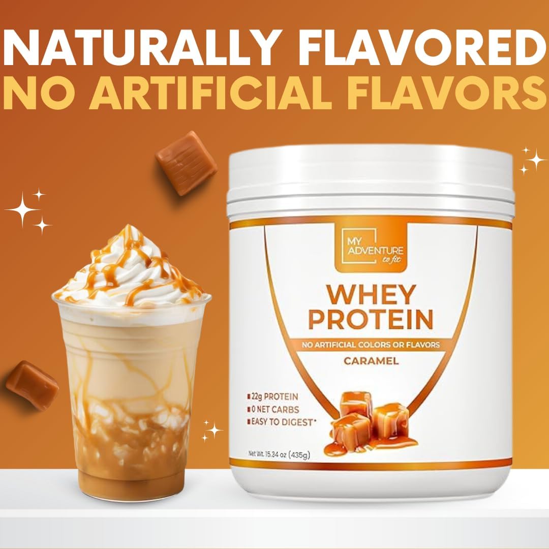 Caramel Whey Isolate Protein Powder for Women - Low Carb & Sweetened with Stevia - Natural Protein for Muscle Growth (15 Servings)