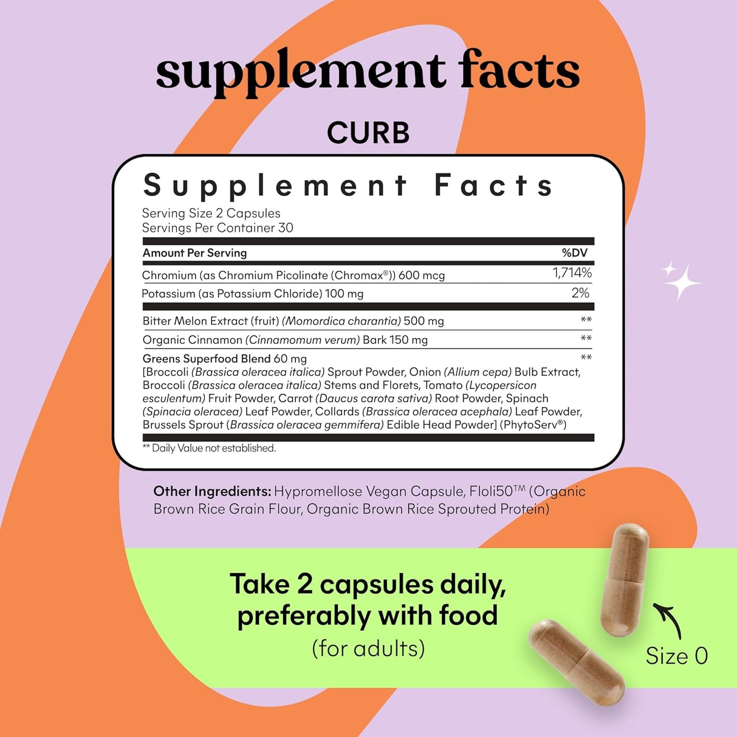 Carb Metabolism Support Supplement with Chromium Picolinate, Bitter Melon, Ceylon Cinnamon & Greens - Vegan - 120 Capsules