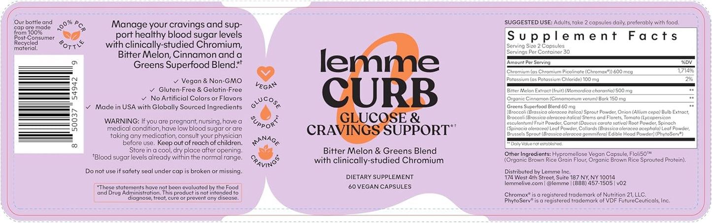 Carb Metabolism Support Supplement with Chromium Picolinate, Bitter Melon, Ceylon Cinnamon & Greens - Vegan - 120 Capsules
