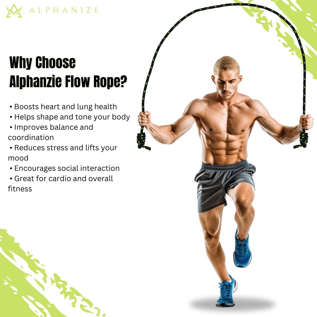 Cardio Jump Rope for Home Gym Fitness - Adjustable Alphanize Flow Rope for Men and Women - Boxing and MMA Workout