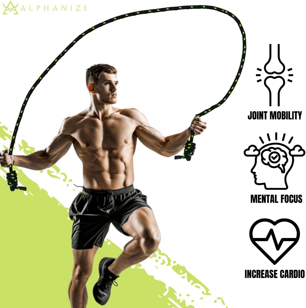 Cardio Jump Rope for Home Gym Fitness - Adjustable Alphanize Flow Rope for Men and Women - Boxing and MMA Workout
