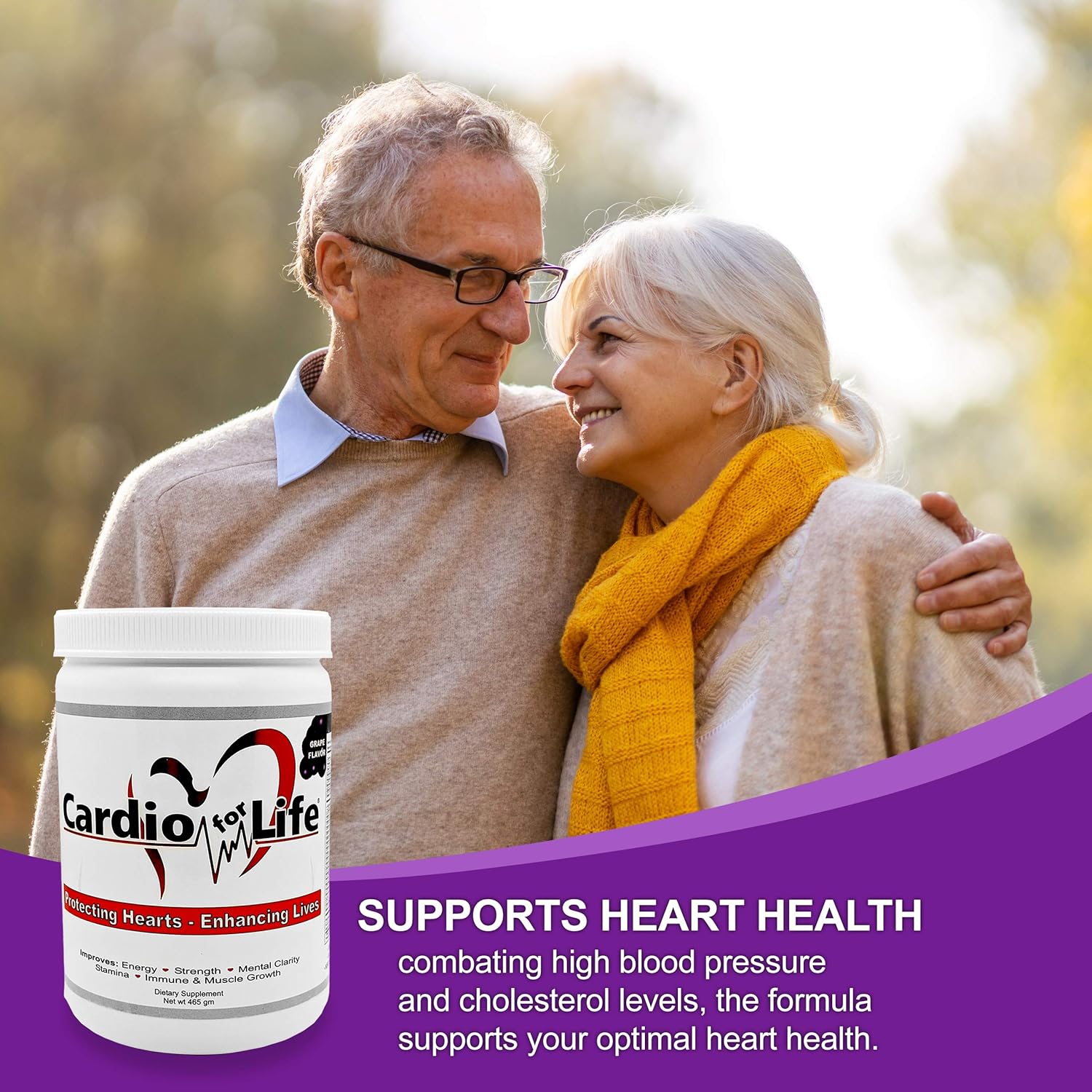 CardioForLife 16 oz. Powder with AstraGin and Grape Flavor - Heart Health Supplement