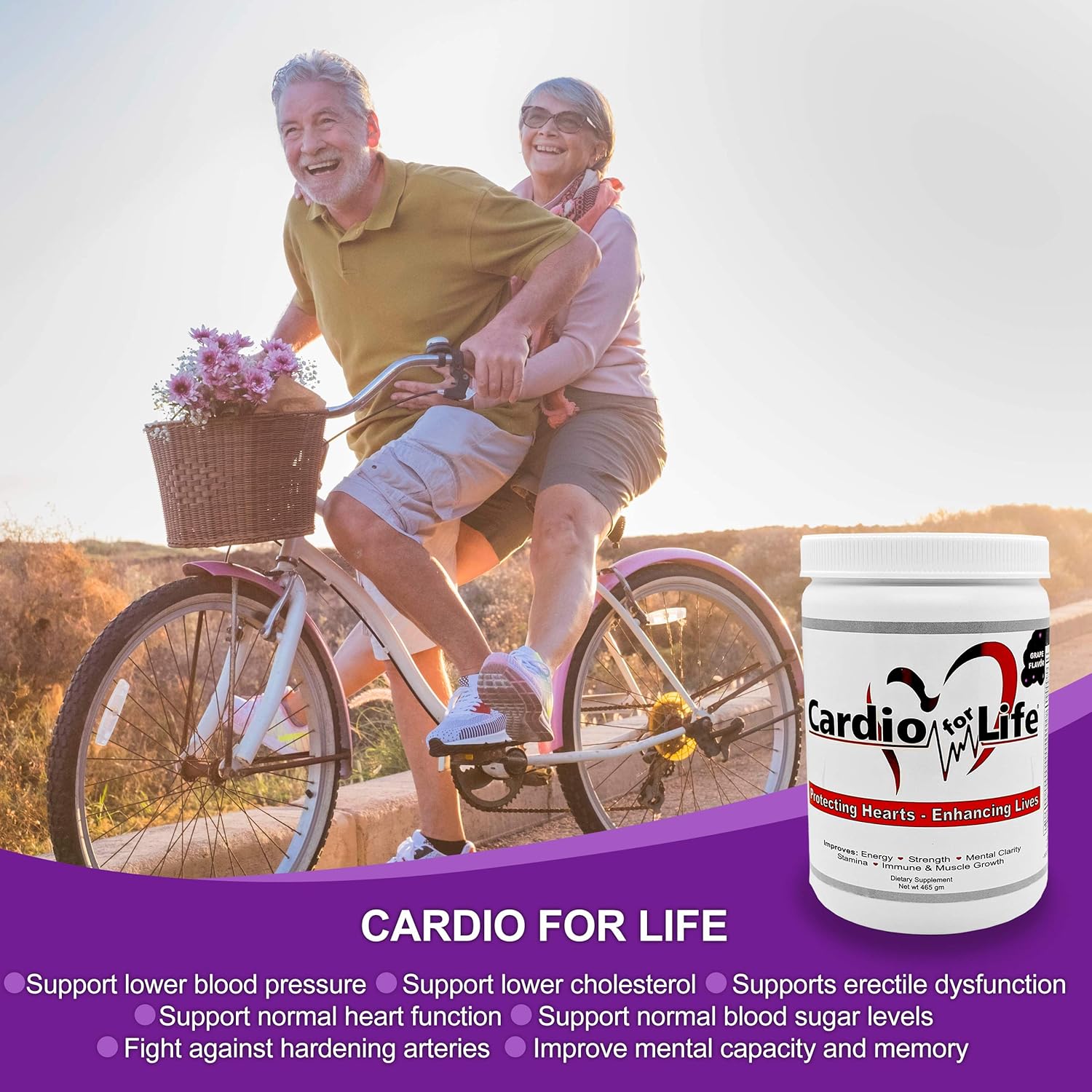 CardioForLife 16 oz. Powder with AstraGin and Grape Flavor - Heart Health Supplement