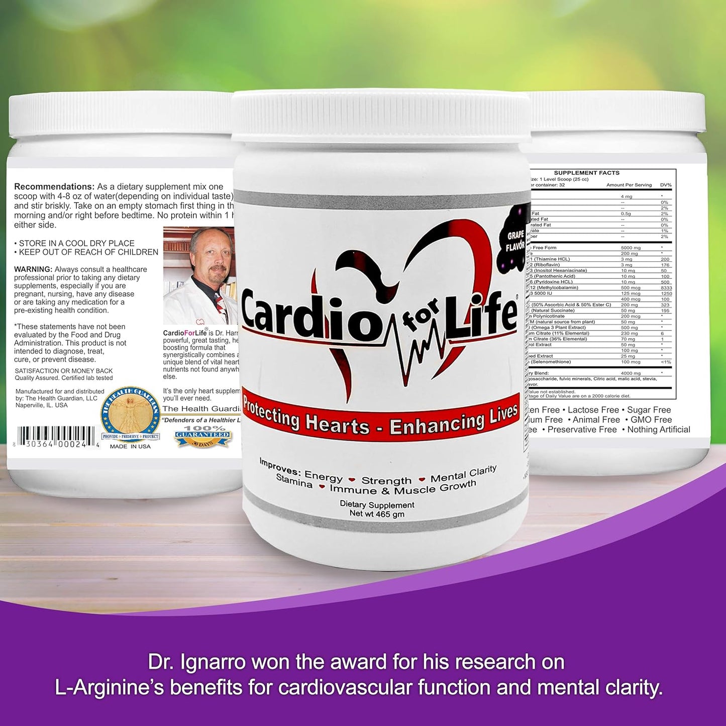 CardioForLife 16 oz. Powder with AstraGin and Grape Flavor - Heart Health Supplement