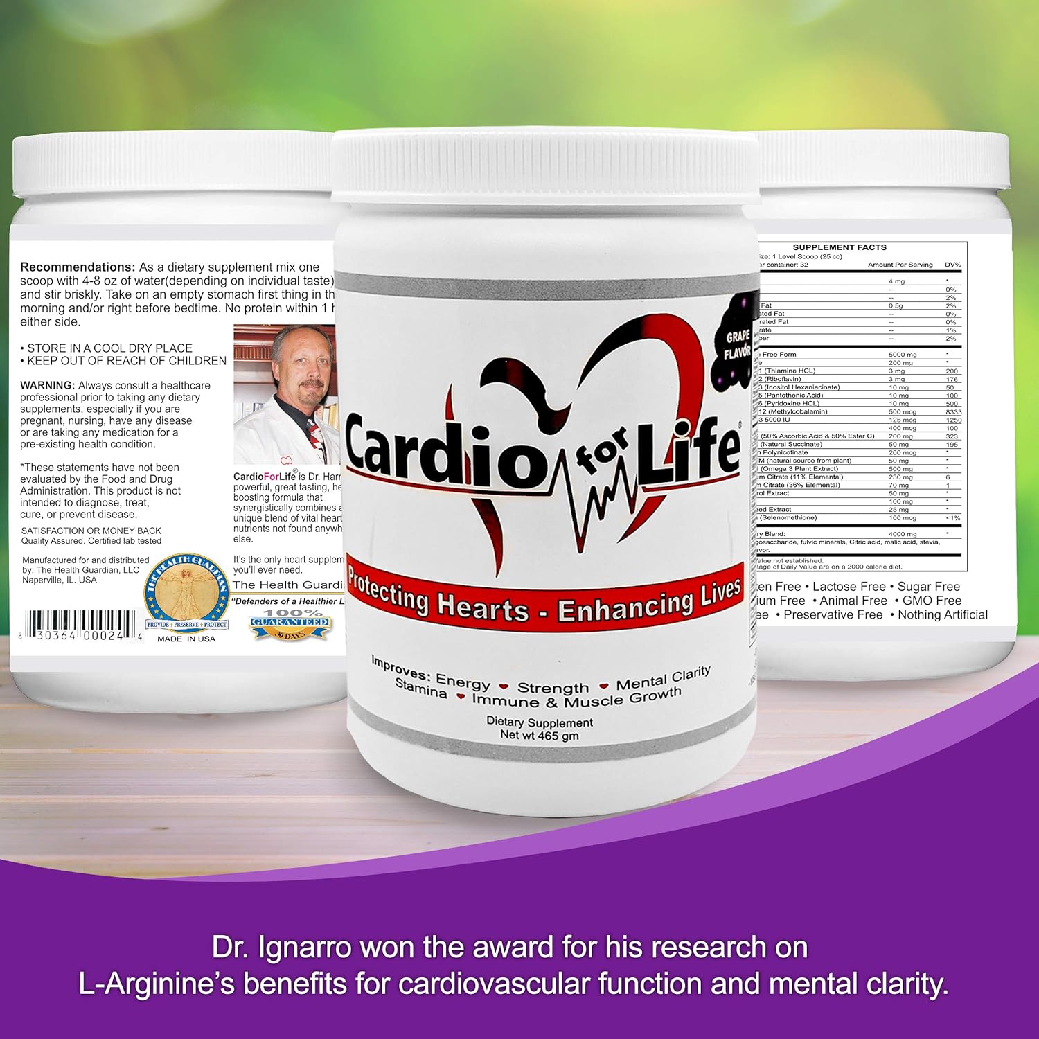 CardioForLife 16 oz. Powder with AstraGin and Grape Flavor - Heart Health Supplement