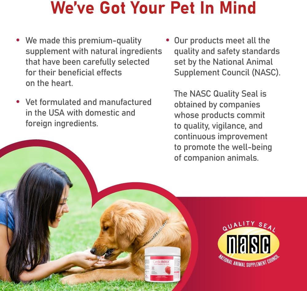 CARDIOMAX Dog Heart Support Supplement - L-Taurine, L-Carnitine, EPA & DHA, Coenzyme Q10 - Supports Circulatory Strength, Cardio Health - 360 Soft Chews, Made in USA