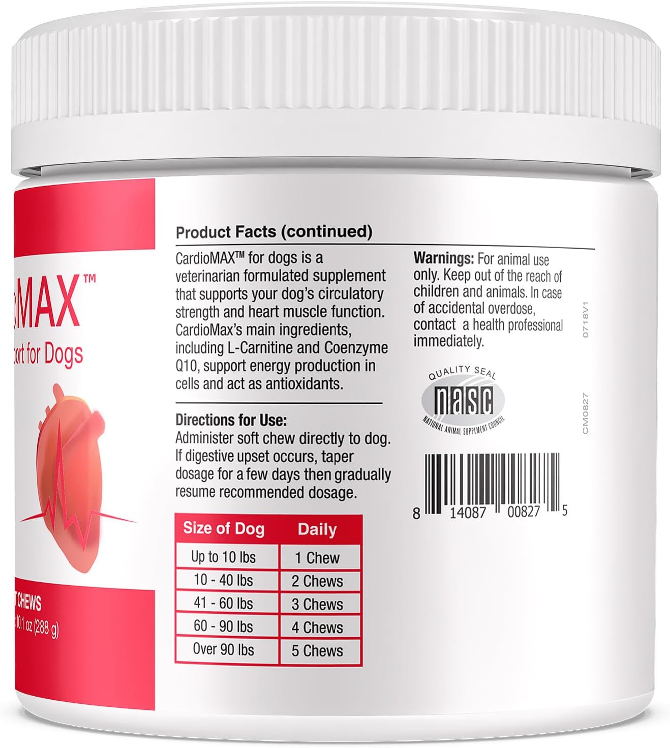 CARDIOMAX Dog Heart Support Supplement - L-Taurine, L-Carnitine, EPA & DHA, Coenzyme Q10 - Supports Circulatory Strength, Cardio Health - 360 Soft Chews, Made in USA