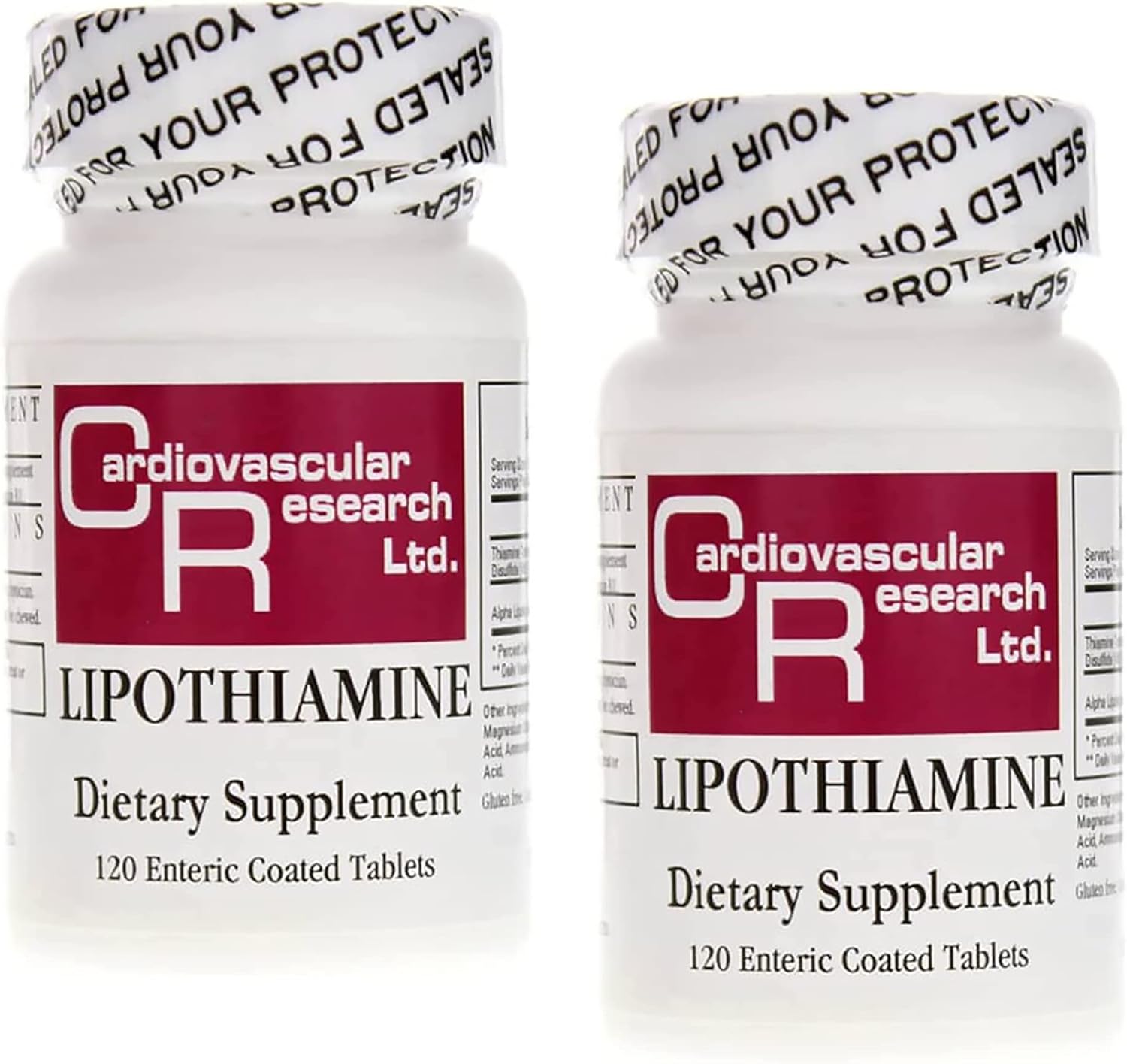 Cardiovascular Research Lipothiamine B Supplement 240 Tablets with Alpha Lipoic Acid - 2 Bottles of 120 Count Tablets