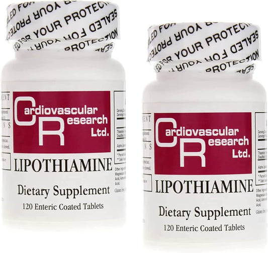 Cardiovascular Research Lipothiamine B Supplement 240 Tablets with Alpha Lipoic Acid - 2 Bottles of 120 Count Tablets