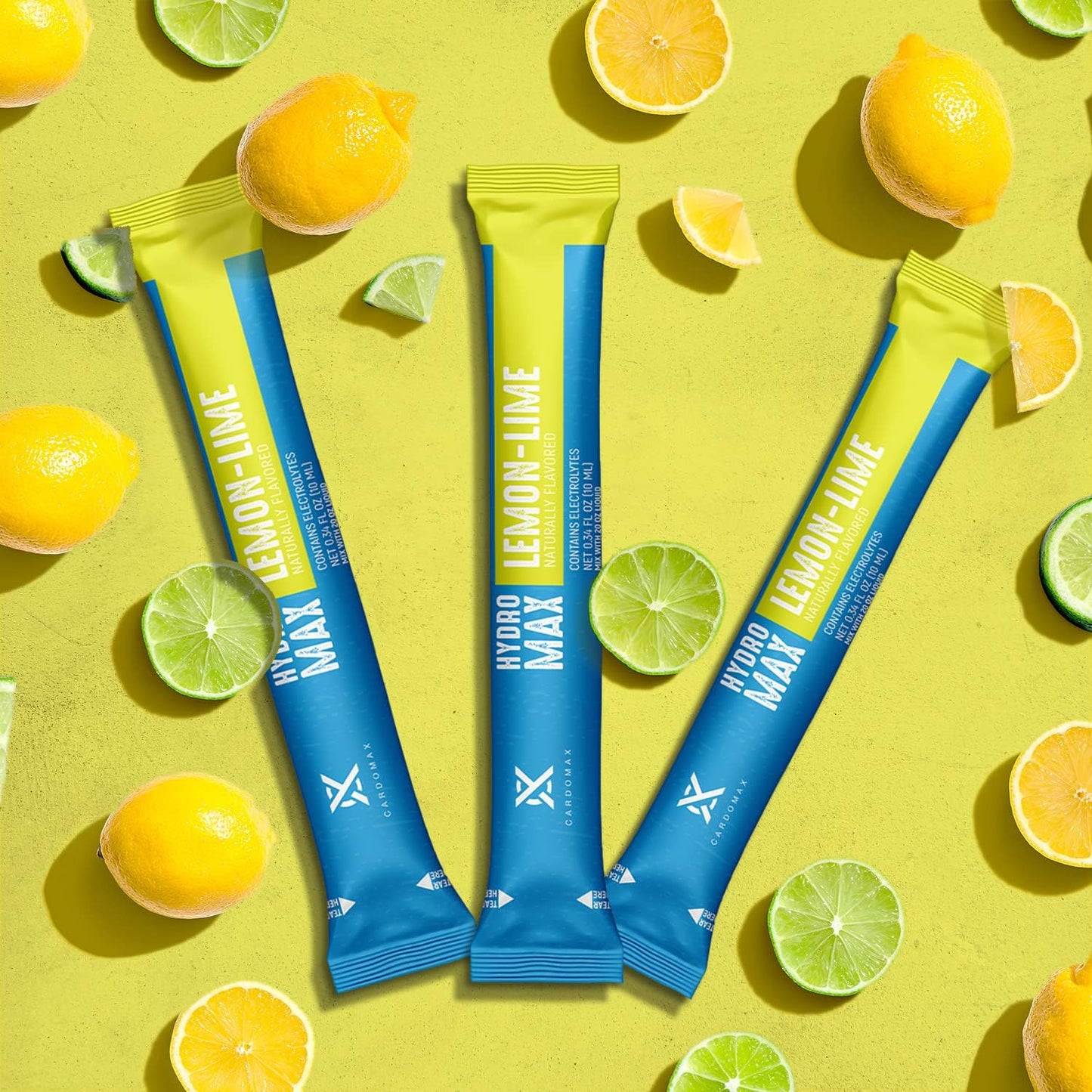 CardoMax Hydration Drink Mix - Electrolyte Hydromax Packets, Zero Calories, Sugar-Free, Keto-Friendly - 15 Sticks (Lemon Lime)