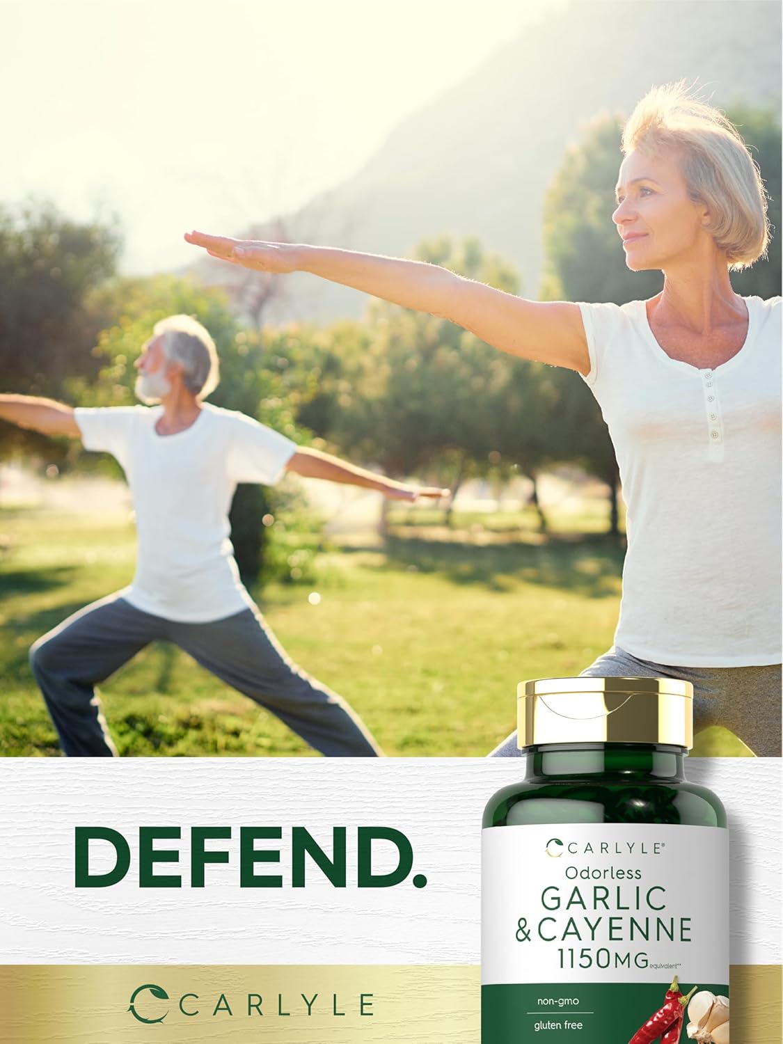 Carllyle Odorless Garlic and Cayenne 1150mg Softgels - 200 Count - Non-GMO, Gluten Free Supplement