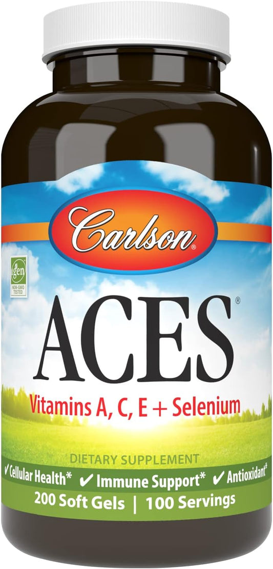 Carlson ACES + Selenium Softgels for Cellular Health, Immune Support & Antioxidant Protection