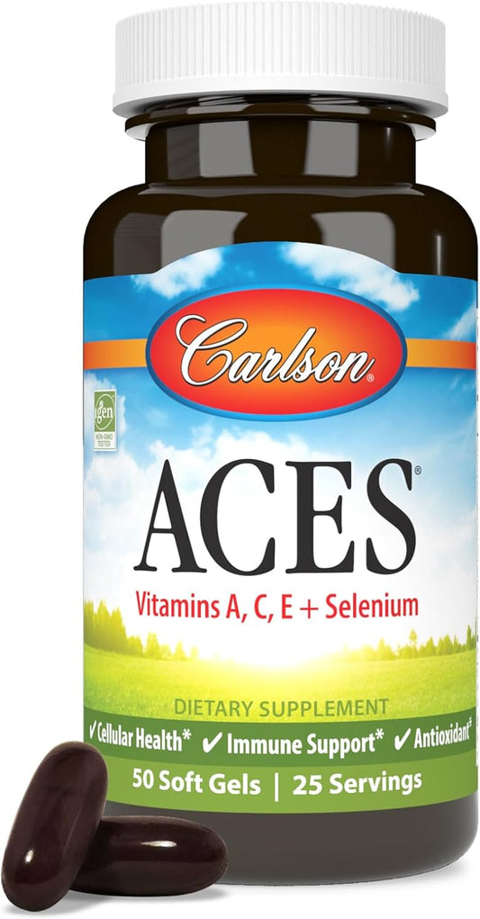 Carlson ACES Softgels - Cellular Health & Immune Support with Vitamins A, C, E, and Selenium