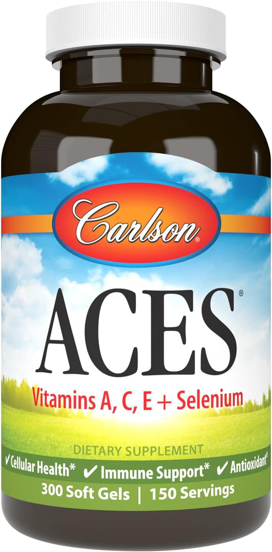 Carlson ACES Softgels - Vitamin A, C, E, Selenium for Cellular Health & Immune Support