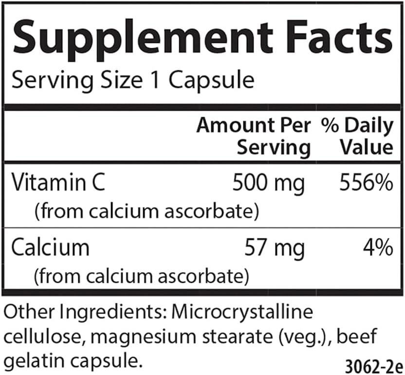 Carlson Buffered Vitamin C 500mg Capsules - Immune Support & Antioxidant Boost, 250 Count