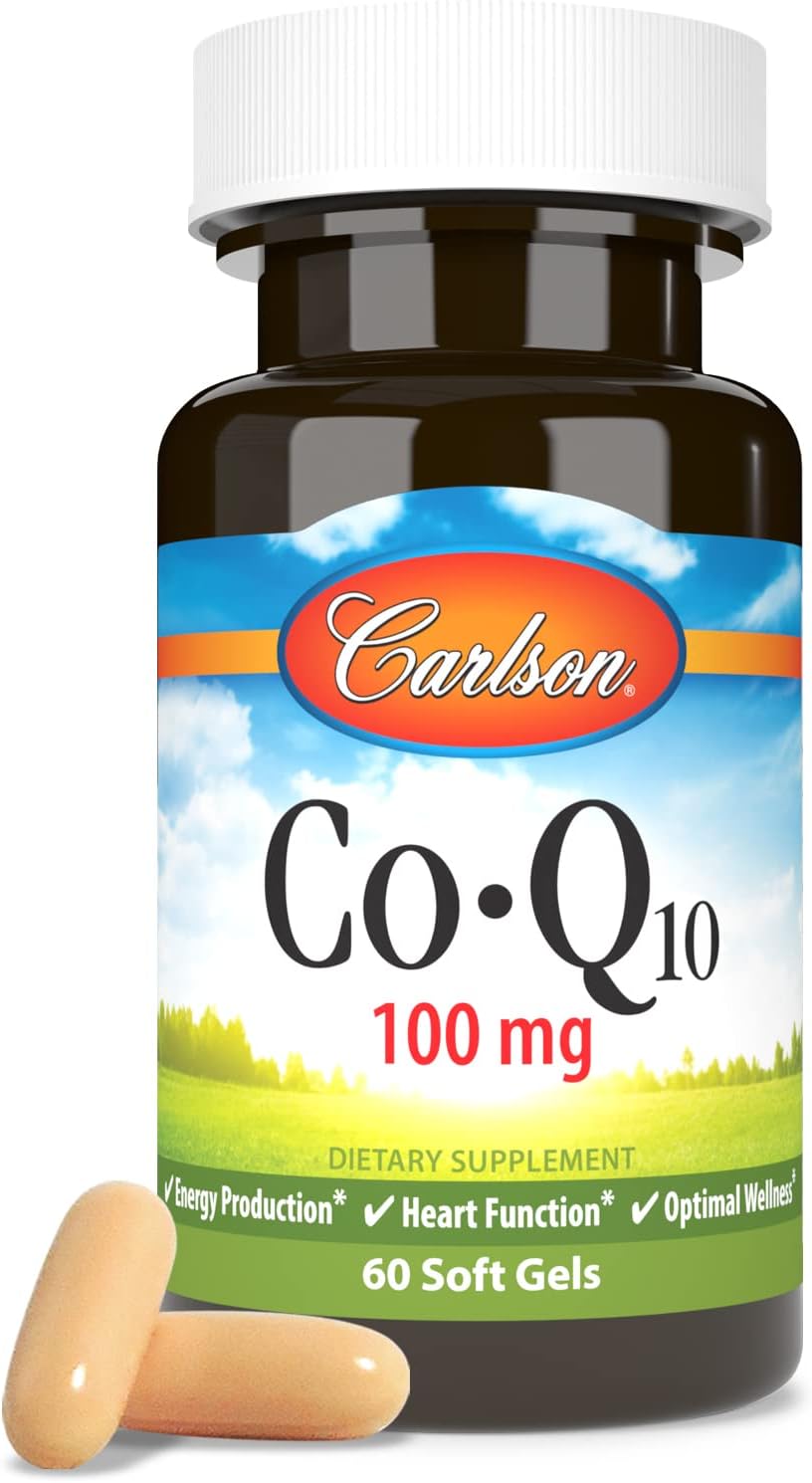 Carlson Co-Q10 100mg Softgels for Energy and Heart Health - 60 Count
