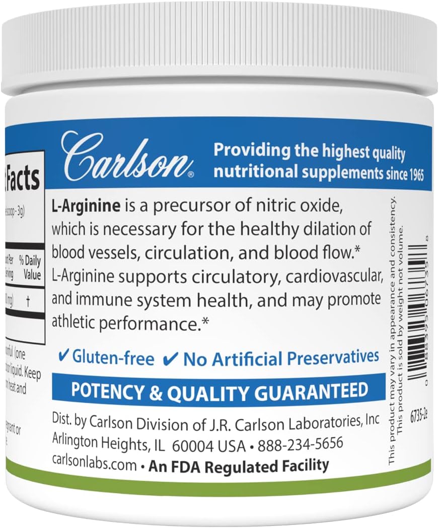 Carlson Free-Form L-Arginine Powder for Circulatory Health - 3.53 oz (100g)