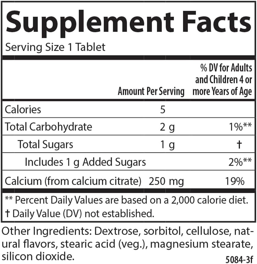 Carlson Kid's Chewable Calcium Tablets - 250 mg, Vanilla Flavor, Bone & Teeth Support, Highly Absorbable for Optimal Wellness - 120 Count