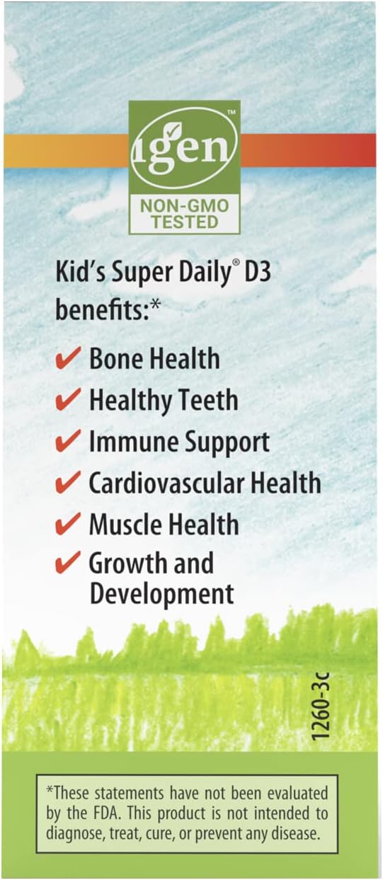 Carlson Kid's Super Daily D3 Vitamin Drops for Heart Health and Immune Support, 400 IU per Drop, Vegetarian Liquid Supplement with 365 Drops