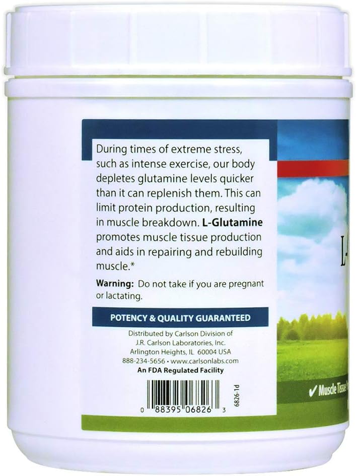 Carlson L-Glutamine Powder 1000g - Free-Form Amino Acid for Muscle Tissue & Immune Support - 35oz