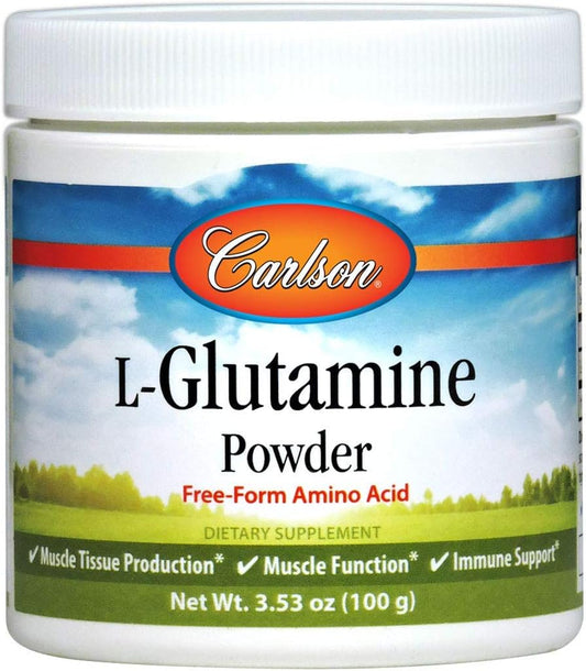 Carlson L-Glutamine Powder 3g - Free-Form Amino Acid for Muscle Tissue & Immune Support - 3.53 oz