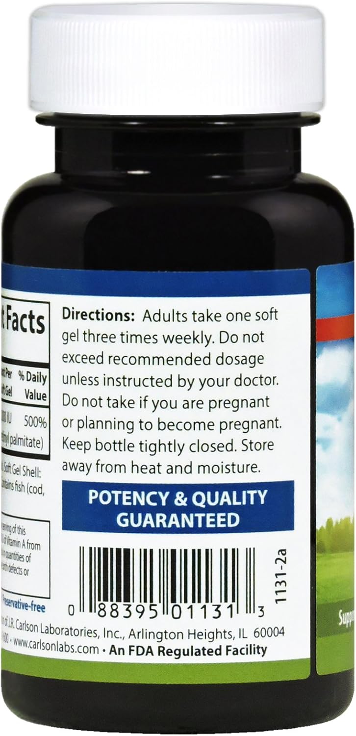 Carlson Laboratories Vitamin A 25,000 IU Softgels - 100 Count Bottle