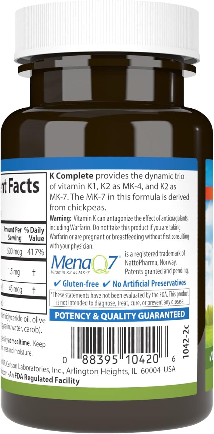 Carlson Labs K Complete Softgels - 90 Count for Essential Vitamin K Support