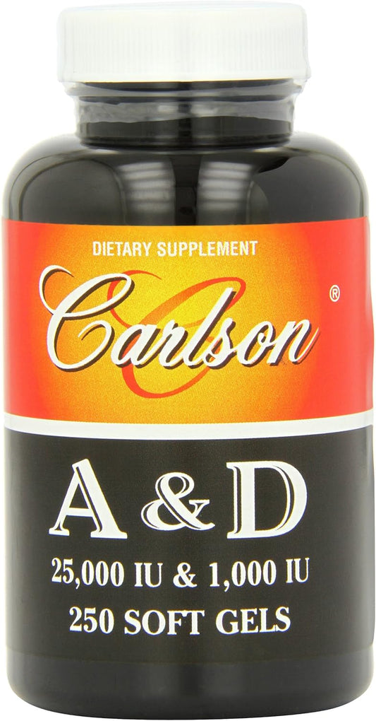 Carlson Labs Vitamin A and D Softgels - 25000/1000 IU, 250 Count - High Potency Supplement