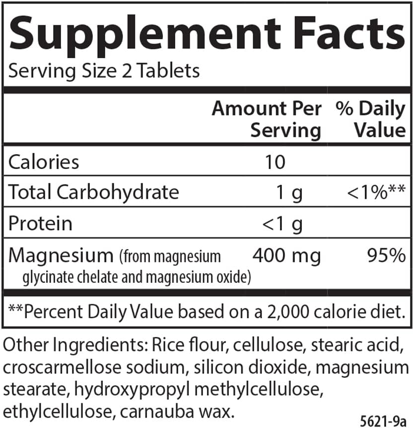 Carlson Magnesium Glycinate Tablets - 200mg for Heart, Muscle, Bone Health - 120 Count
